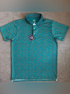 NWT ChalkTalk Sports Polo Shirt Mens Large Football Print Performance